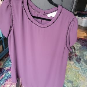 Loft Button Back Purple Blouse